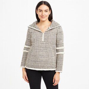 Listicle Brown White Sweater Hoodie Long Sleeve Top Shirt Size Small